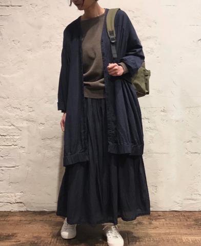 SOIL〜60’S COTTON TWILL FLY FRONT V-NECK SMOCK〜