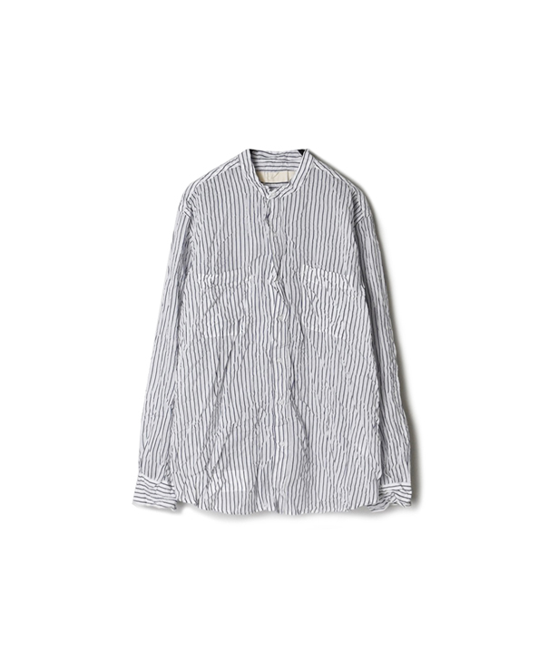 NVL1951SW RINTED CAMBRIC BANDED COLLAR L/SL OVERSIZED SHIRT