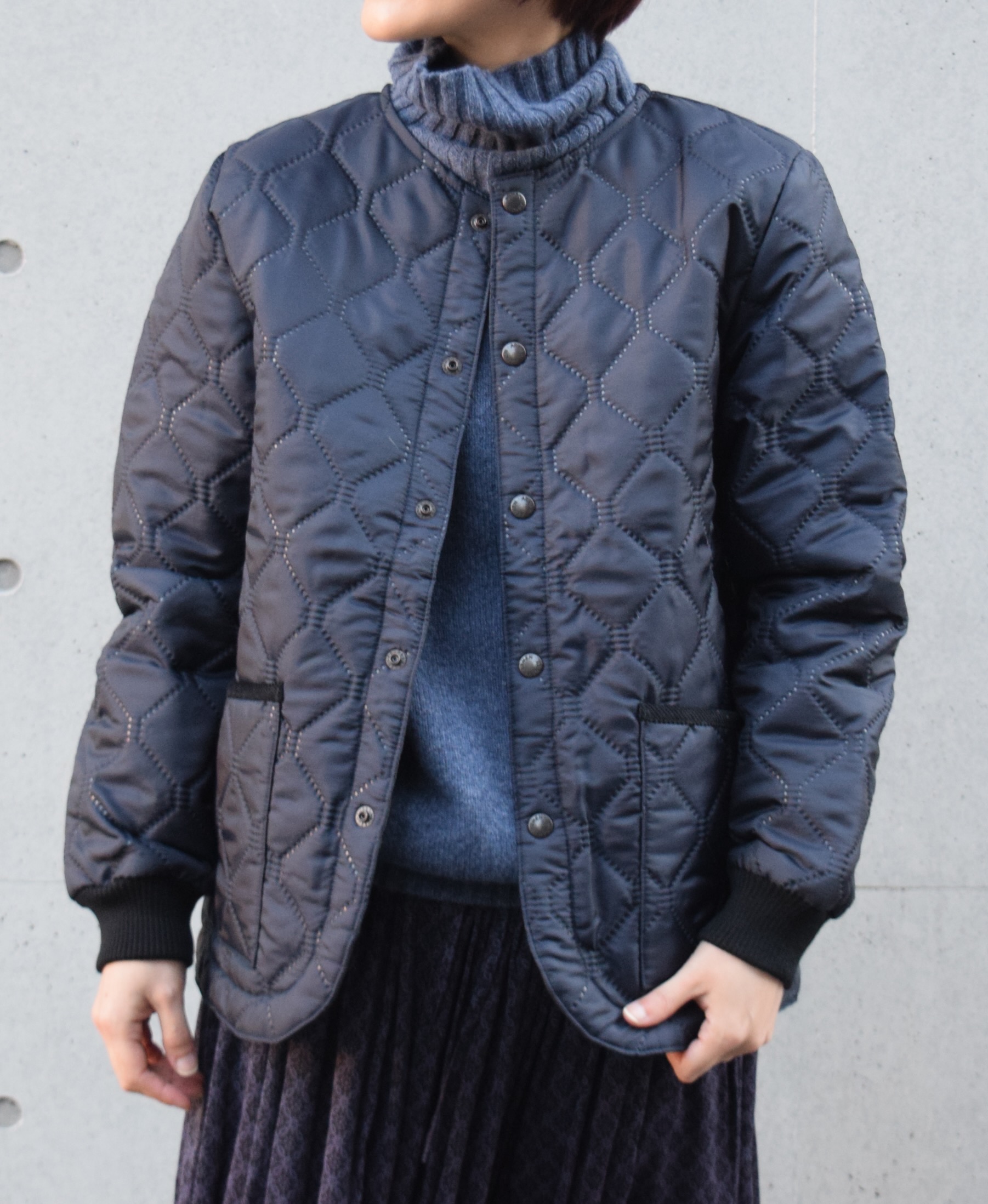●NAM2151PP (ジャケット) POLY×POLY HEAT QUILT NO COLLAR JACKET WITH RIBBED CUFF