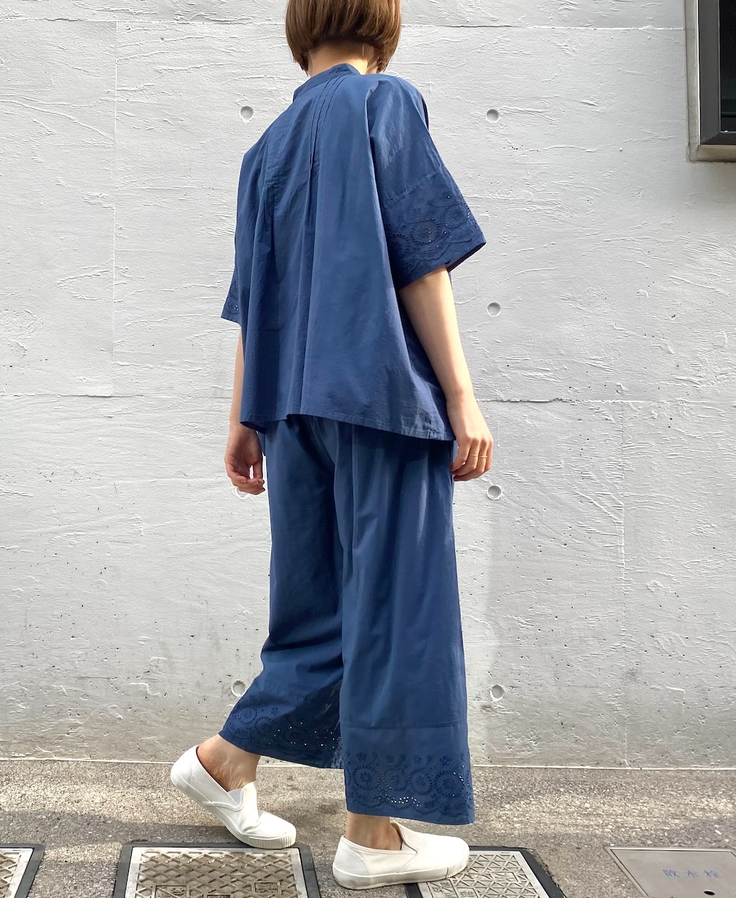 INSL23224 (パンツ) 80'S VOILE PLAIN WITH CUT WORK LACE EASY PANTS