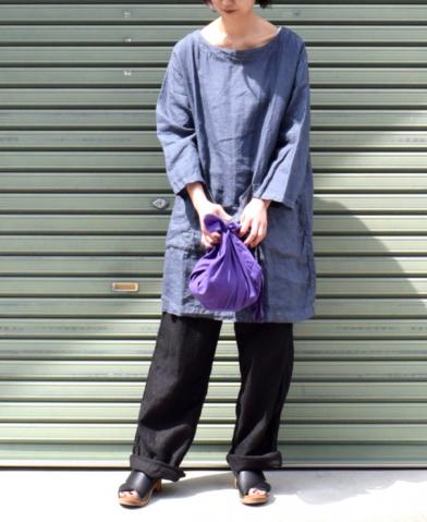 ARMEN 〜 LINEN PLAIN BOAT NECK 3/5SL TUNIC WITH POC…