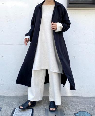 HTS 〜40'S COTTON TWILL OVERDYED ONE-UP COLLAR LONG…