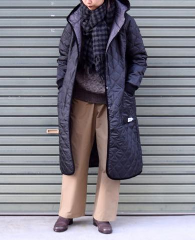 ARMEN 〜HEAT QUILT OVERSIZED HOODED COAT WITH RIBBE…