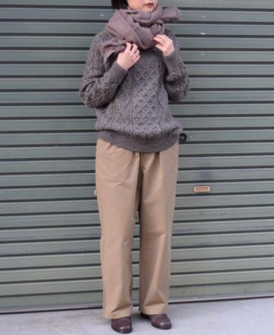 SOIL 〜 MELANGE BOILED WOOL PLAIN STOLE #BEIGE 〜