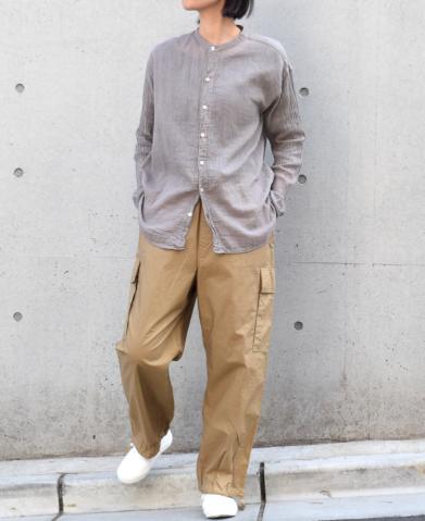 ARMEN 〜SINGLE GAUZE OVERDYED UTILITY BANDED COLLAR…