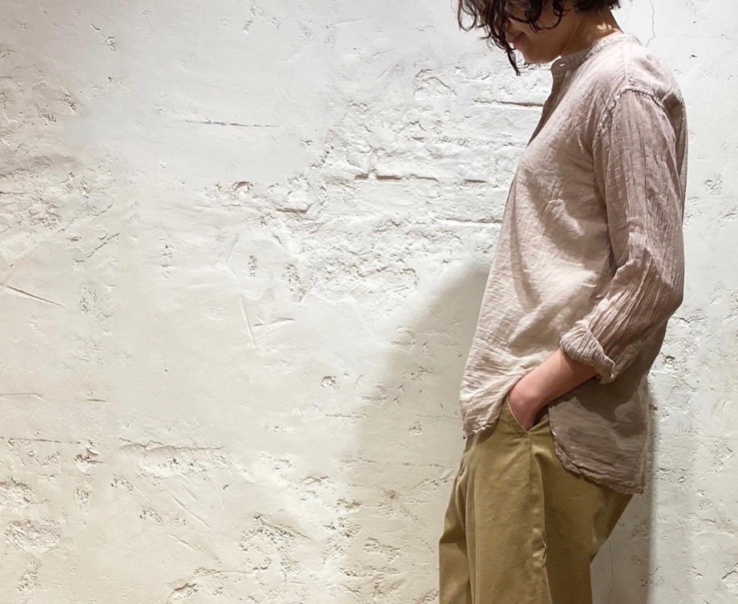 ARMEN 〜 SINGLE GAUZE UTILTY BANDED COLLAR SHIRTS〜,Narumi