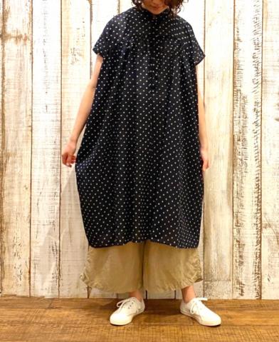 SOIL 〜 VOILE DOT BANDED COLLAR DRESS 〜