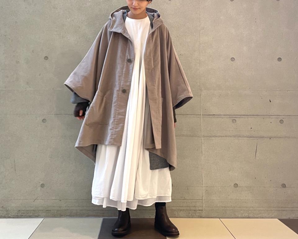 BABYLONE カーキポンチョ ウール混紡