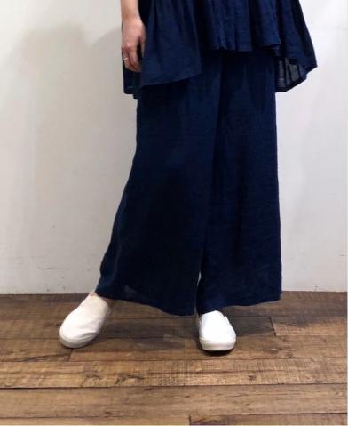 maison de soil NATURAL INDIGO LINEN EASY PANTS