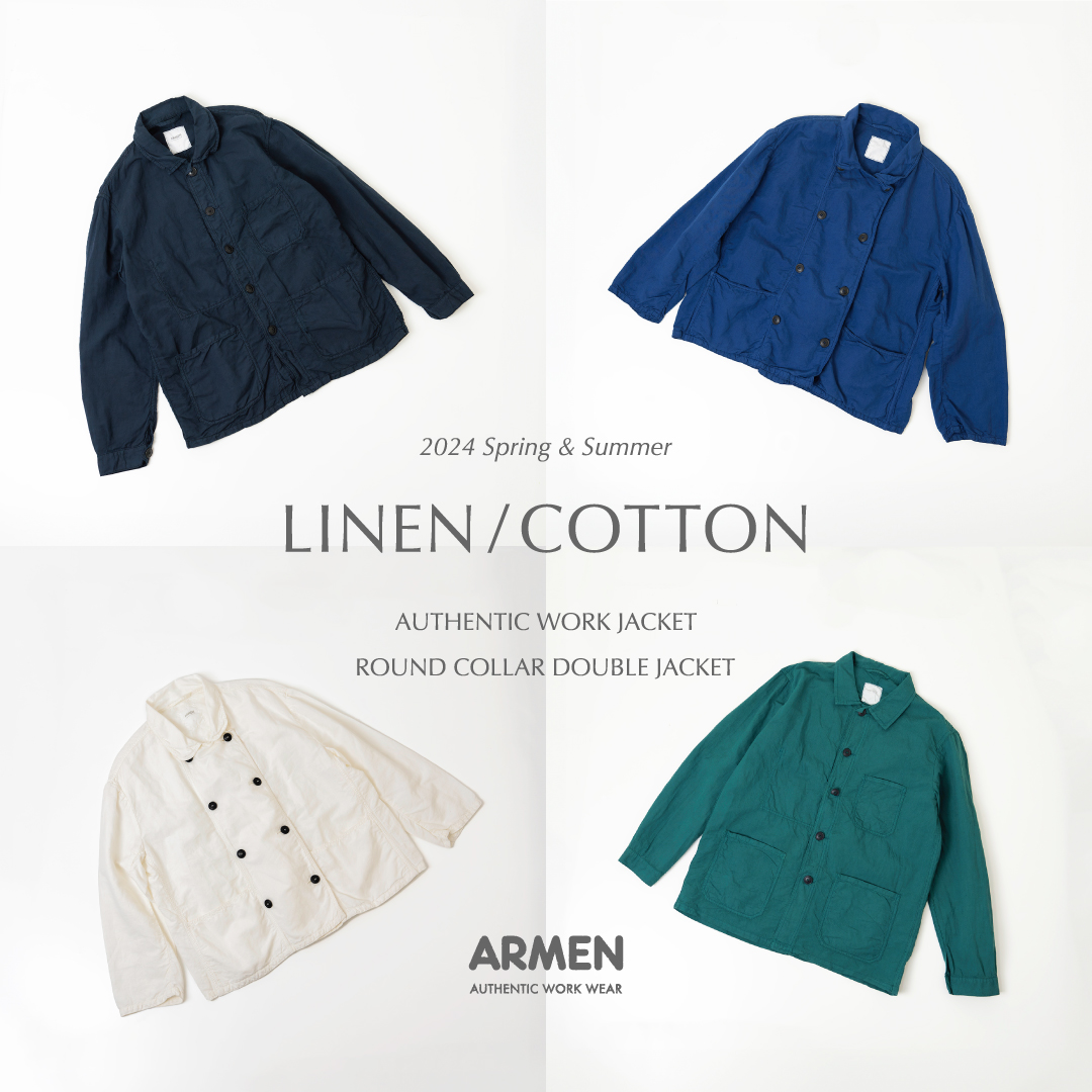 ARMEN アーメン リネン コットン オーバーダイ ラウンド カラー
