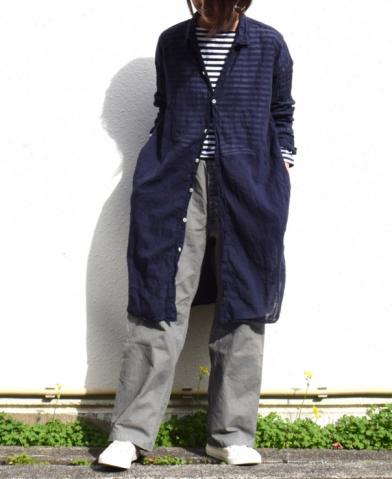 ARMEN 〜GAUZE DYE REGULAR BANDED COLLAR LONG SHIRTS…