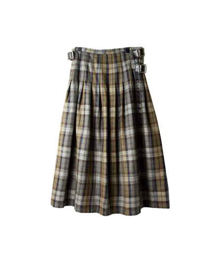 NOD0853 WORSTED WOOL LOW WAIST PLEATS WRAP SKIRT