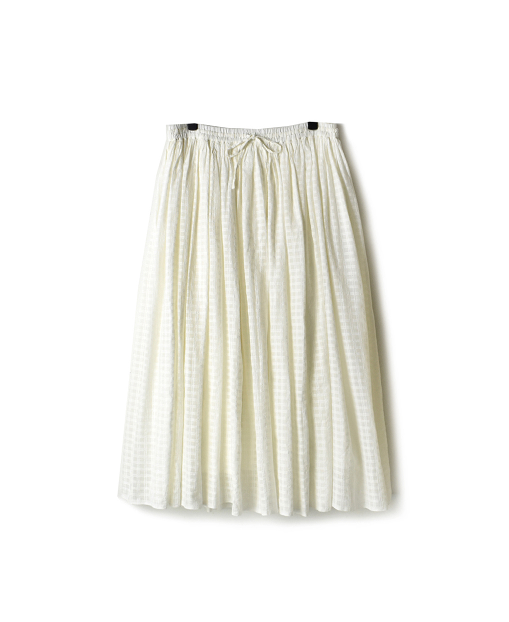 INMDS19704 HAND WOVEN SELF CHECK GATHERED SKIRT