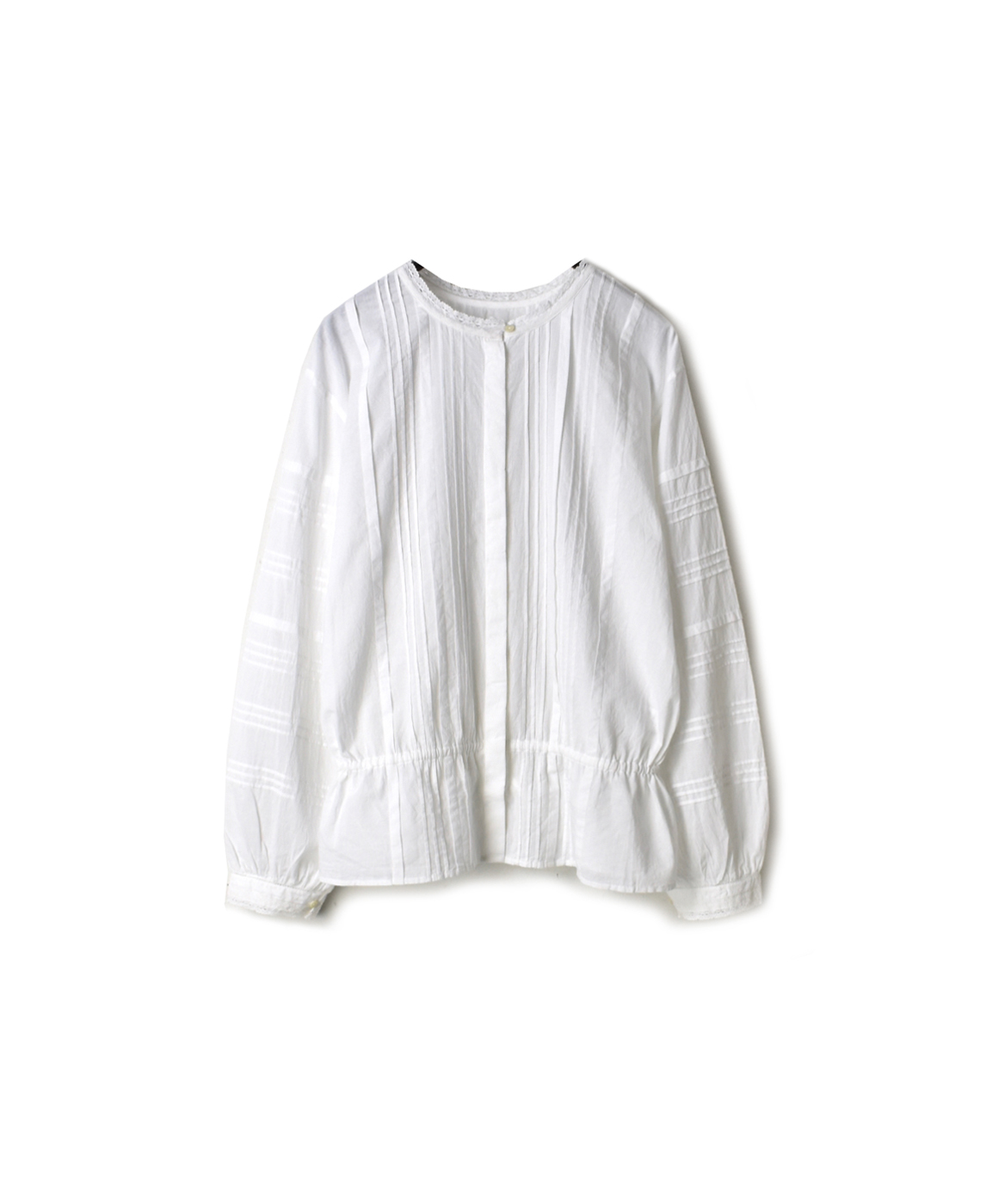 NMDS20064 ORGANIC CAMBRIC LACE PINTUCK 2 WAY SHIRT