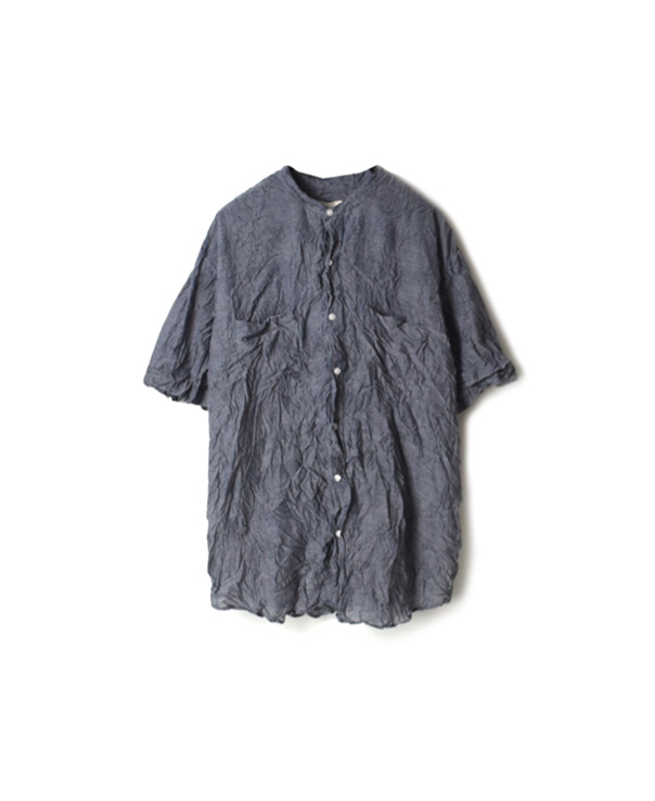 NVL2001HW HAND WOVEN COTTON BANDED COLLAR S/SL OVERSIZED SHIRT