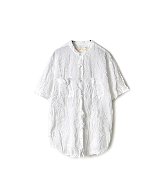 NVL2001CBW 60’S ORGANIC CAMBRIC BANDED COLLAR S/SL OVERSIZED SHIRT