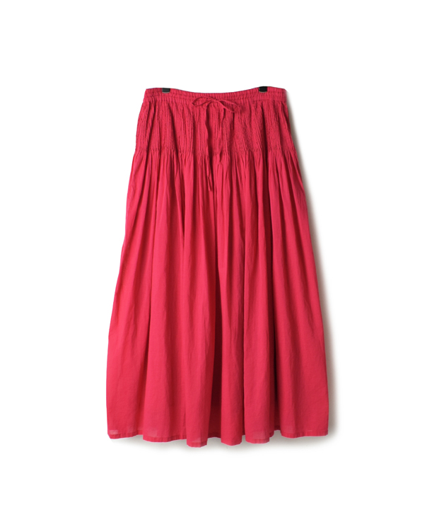 NMDS17155 80’S ORGANIC VOILE PLAIN MINI PINTUCK FLARED SKIRT