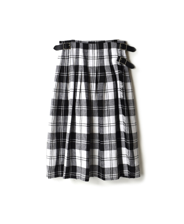 NOD0901 IRISH LINEN LOW WAIST PLEATS WRAP SKIRT