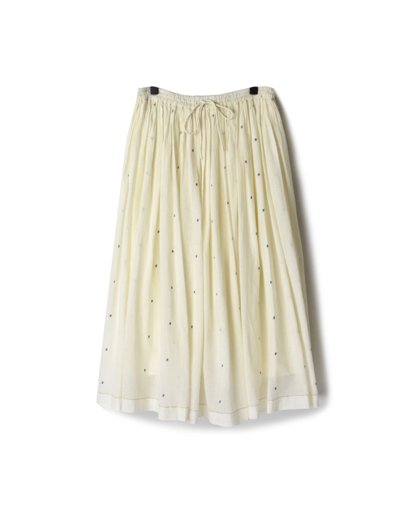 INMDS20126 COTTON JAMDANI DOT PATTERN RAJASTHAN TUCK GATHERED SKIRT