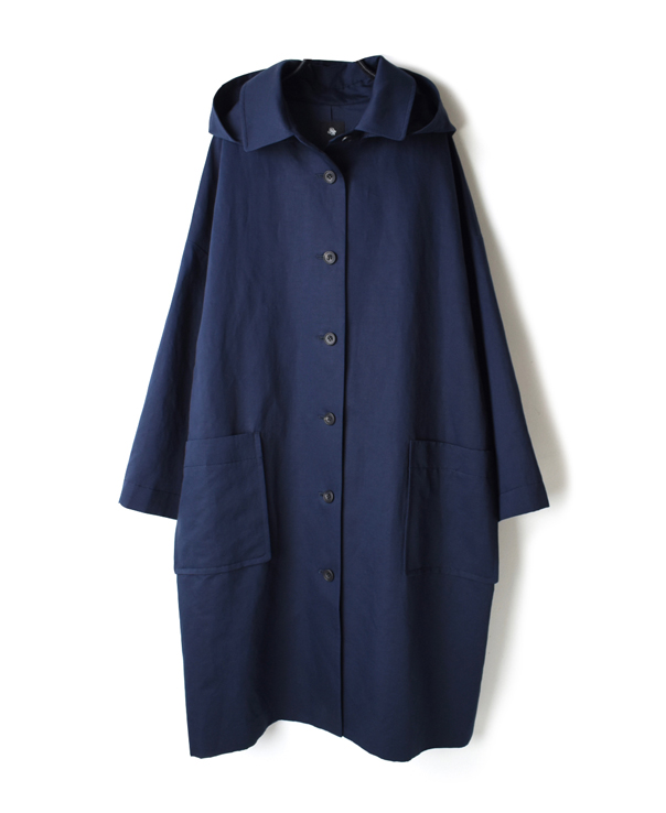 JNMDS1861CL COTTON/LINEN DETACHABLE HOODED COAT