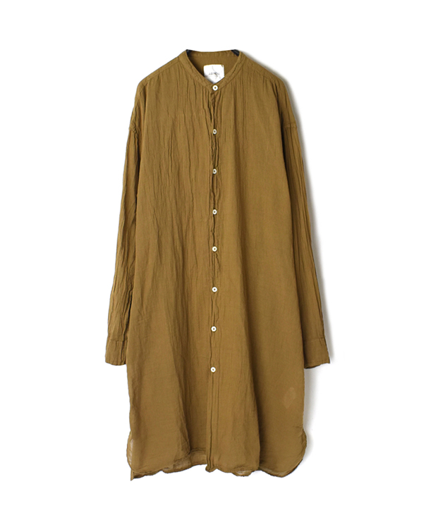 INAM1902GD 60’S SINGLE GAUZE UTILITY BANDED COLLAR LONG SHIRTS