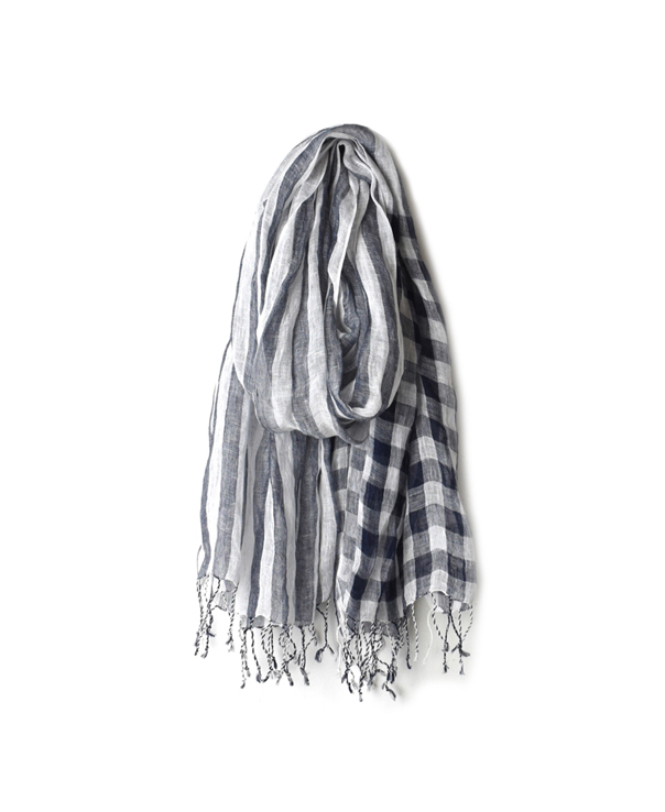 NSL19092 60’S LINEN CHECK STOLE