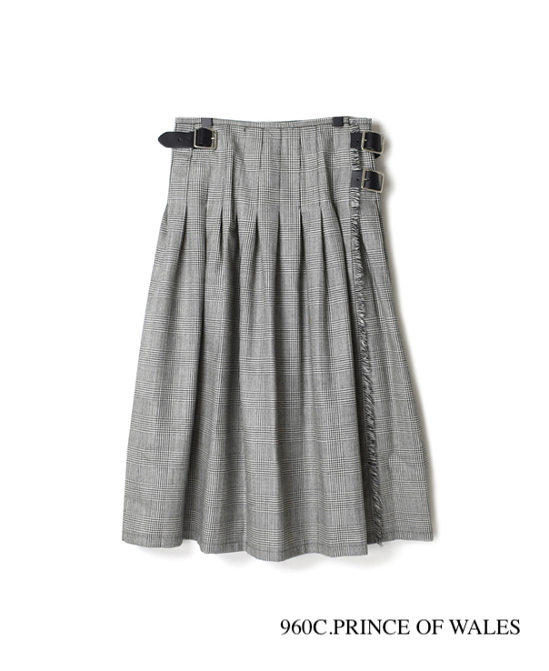 NOD0853 WORSTED WOOL LOW WAIST PLEATS WRAP SKIRT