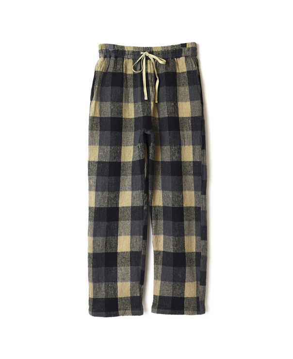 INHT1861WC COTTON WAFFLE BLOCK CHECK OVERDYE EASY PANTS