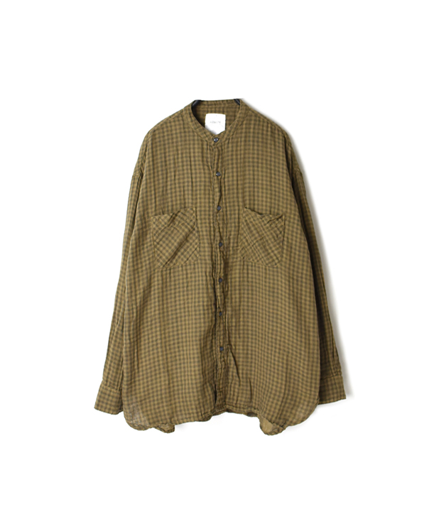 INAM1971DGD DOUBLE GAUZE OVER DYE UTILITY BANDED COLLAR SHIRT