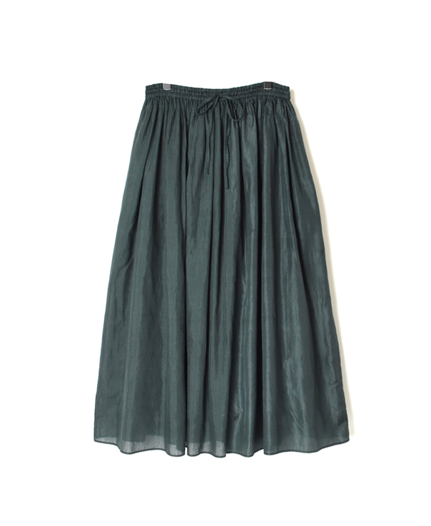 NMDS20553 HAND WOVEN COTTON SILK × SILK PLAIN RAJASTHAN TUCK GATHERED SKIRT