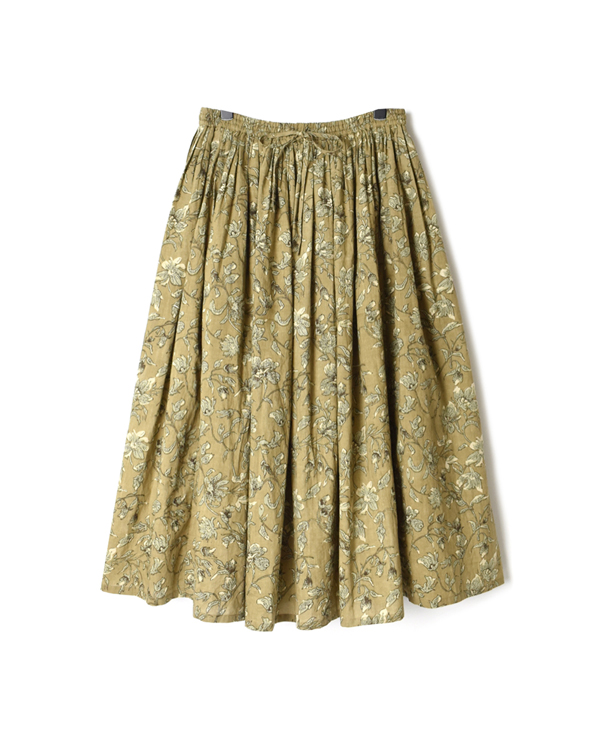 NSL20575 60’S CAMBRIC FLOWER PRINT GATHERED SKIRT