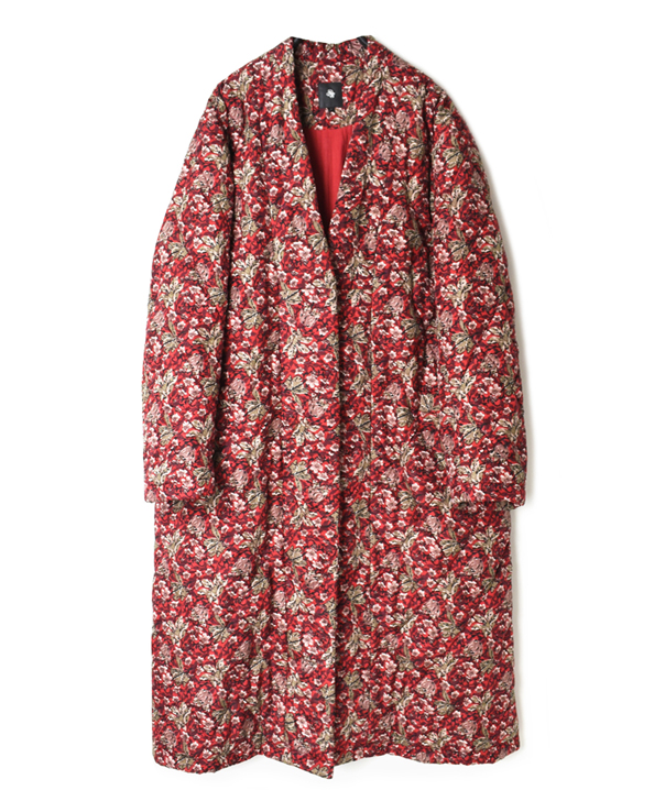 NMDS20521F PADDED SILK FLOWER V-COLLAR COAT