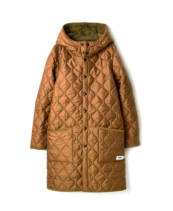 NAM1753 PLAIN HEAT QUILT REVERSIBLE HOODED COAT