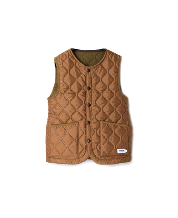 NAM1853 PLAIN x FLEECE HEAT QUILT NO COLLAR VEST