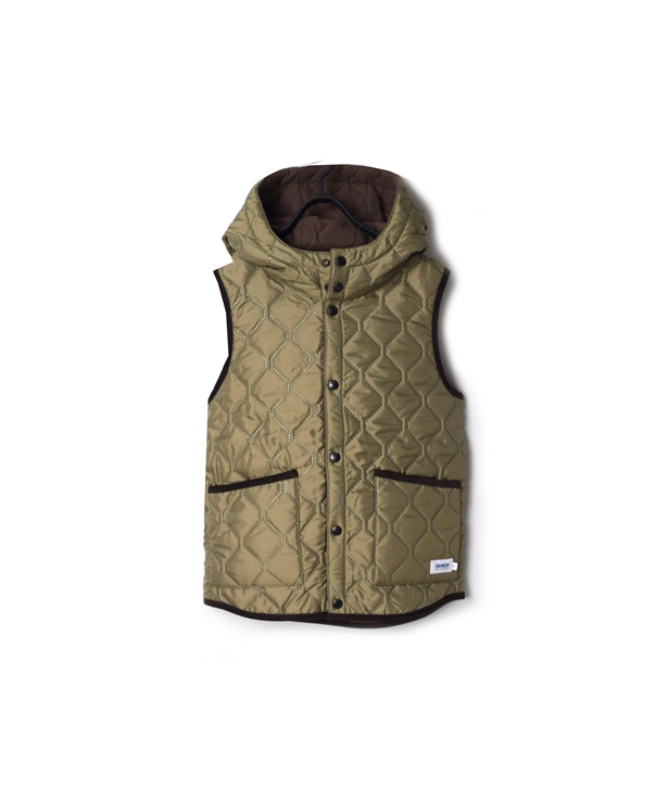 NAM1751 PLAIN HEAT QUILT REVERSIBLE HIGH COLLAR HOODED VEST