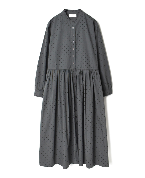 NSL20533 40’S POPLIN DOT PRINT BANDED COLLAR DRESS