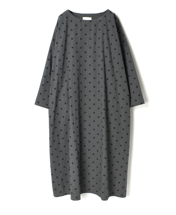 NSL20532 40’S POPLIN DOT PRINT BACK SIDE GATHER DRESS