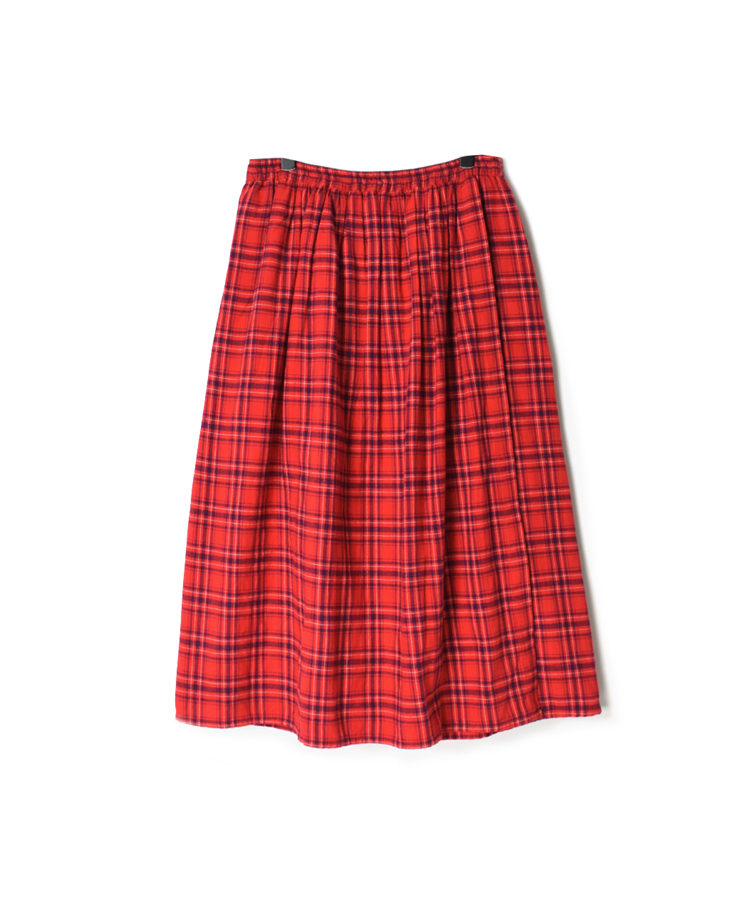 NSL20555 COTTON FLANNEL YARN DYED CHECK GATHERED WRAP SKIRT