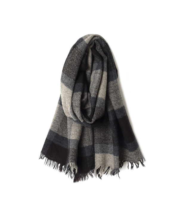 NSL18601 BOILED WOOL BIG CHECK STOLE