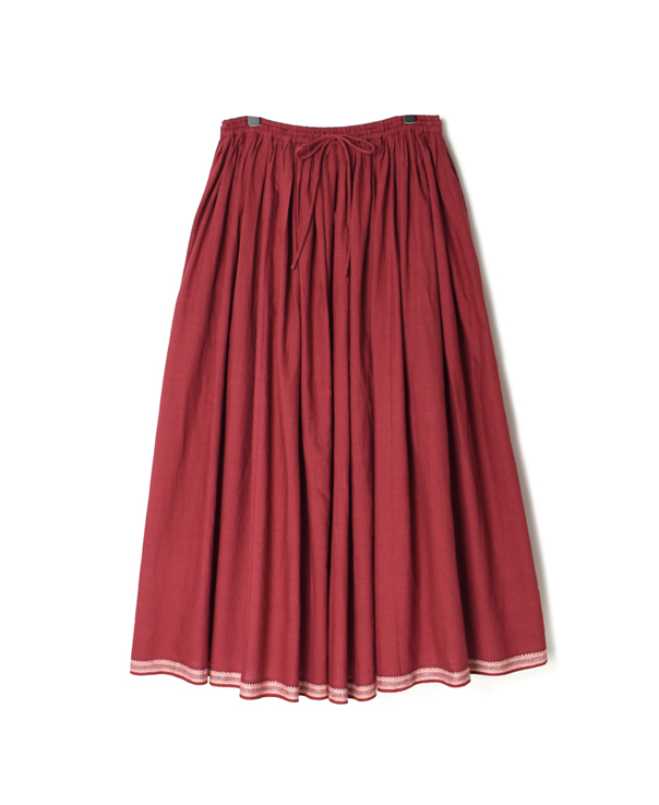 INMDS20715 HANDWOVEN COTTON WITH JACQUARD SELVAGE TUCK SKIRT WITH LINING