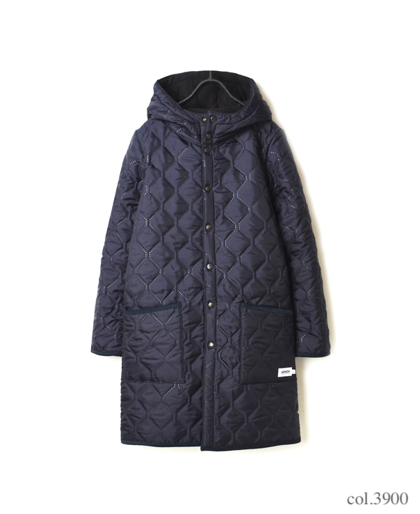 NAM1753 PLAIN HEAT QUILT REVERSIBLE HOODED COAT