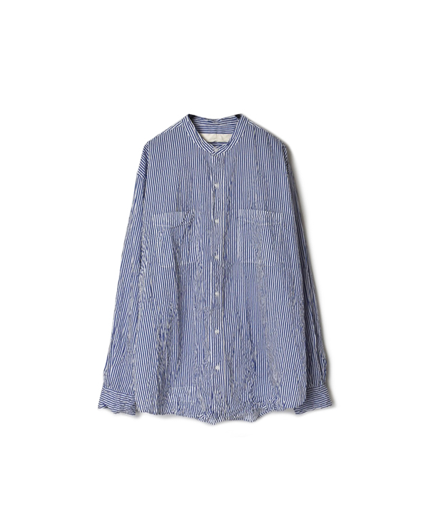 NVL1951SW RINTED CAMBRIC BANDED COLLAR L/SL OVERSIZED SHIRT