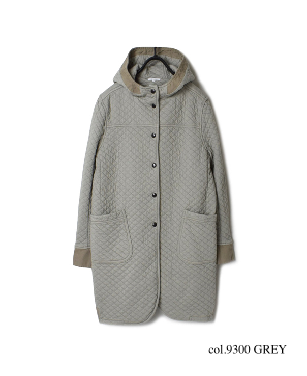 NAM2102 COTTON QUILT MID-LENGTH HOODED COAT