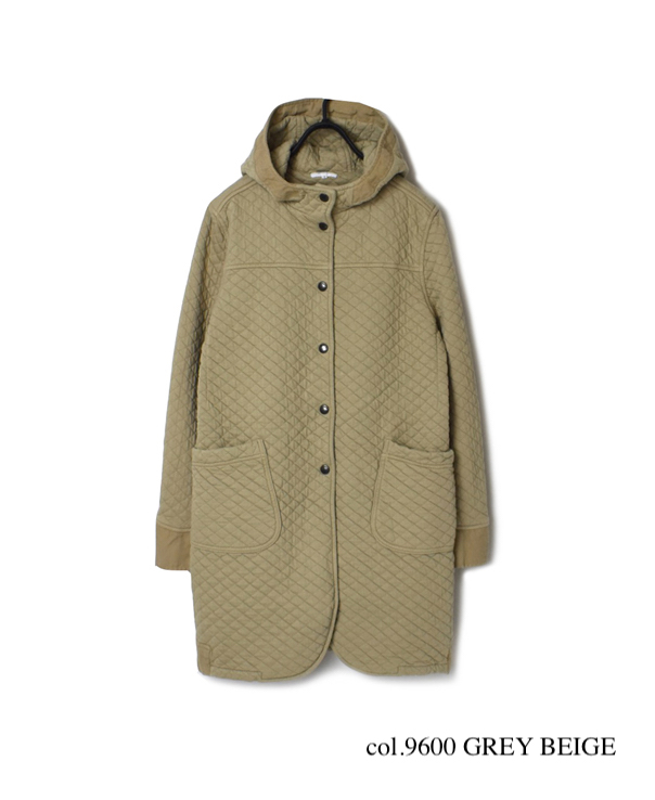 NAM2102 COTTON QUILT MID-LENGTH HOODED COAT