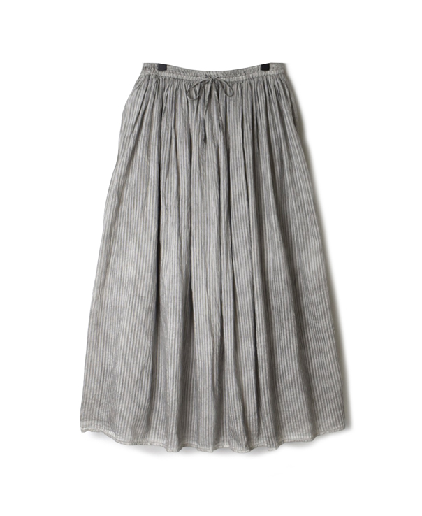 INMDS20134H HAND WOVEN COTTON SILK STRIPE RAJASTHAN TUCK GATHERED SKIRT (HANDDYED)