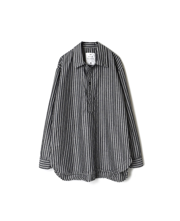 LNHT2131LS COTTON LINEN STRIPE OVERDYE WORK PULLOVER SHIRT