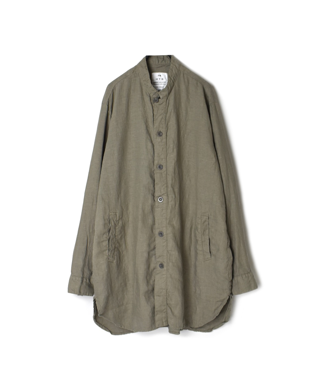 LNHT2021L LINEN OVERDYE STAND COLLAR SHIRT