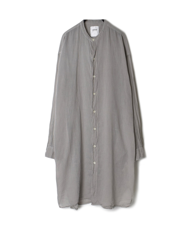 INAM1902GD GAUZE DYE UTILITY BANDED COLLAR LONG SHIRTS