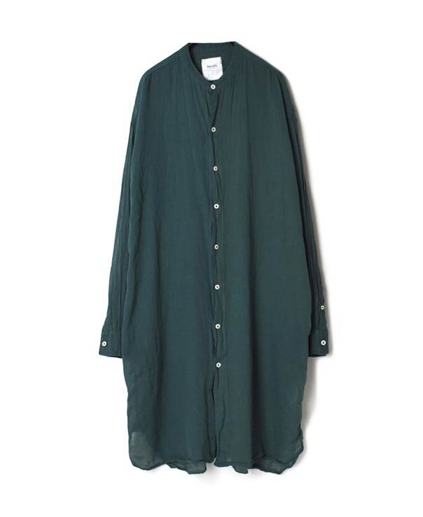 INAM1902GD GAUZE DYE UTILITY BANDED COLLAR LONG SHIRTS