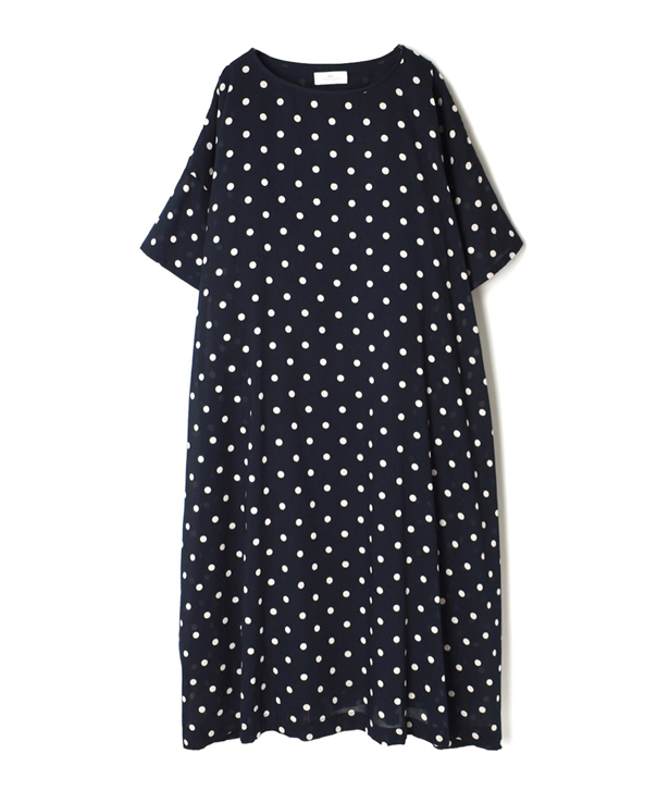 NSL21023 COTTON VOILE DOT PRINT GATHERED DRESS WITH LINING